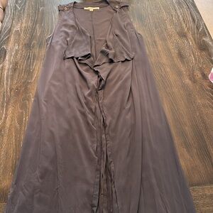 🟣 CALIFORNIA GYPSY GRAY SLEEVELESS CARDIGAN/DUSTER SIZE SMALL/MEDIUM